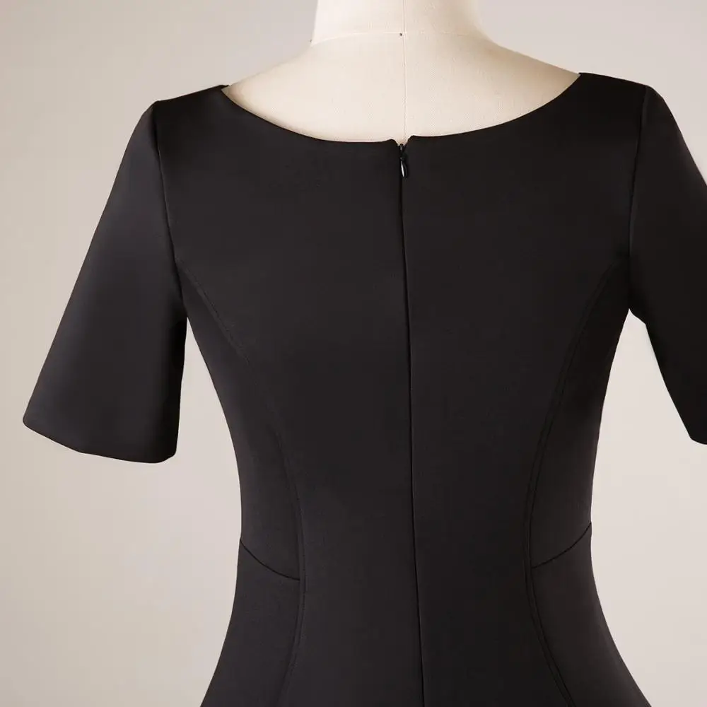 Simple Black Plus Size Homecoming Dress 2020 New Half Sleeves V-neck A-line Tea-length Zipper-up for Party | Свадьбы и торжества