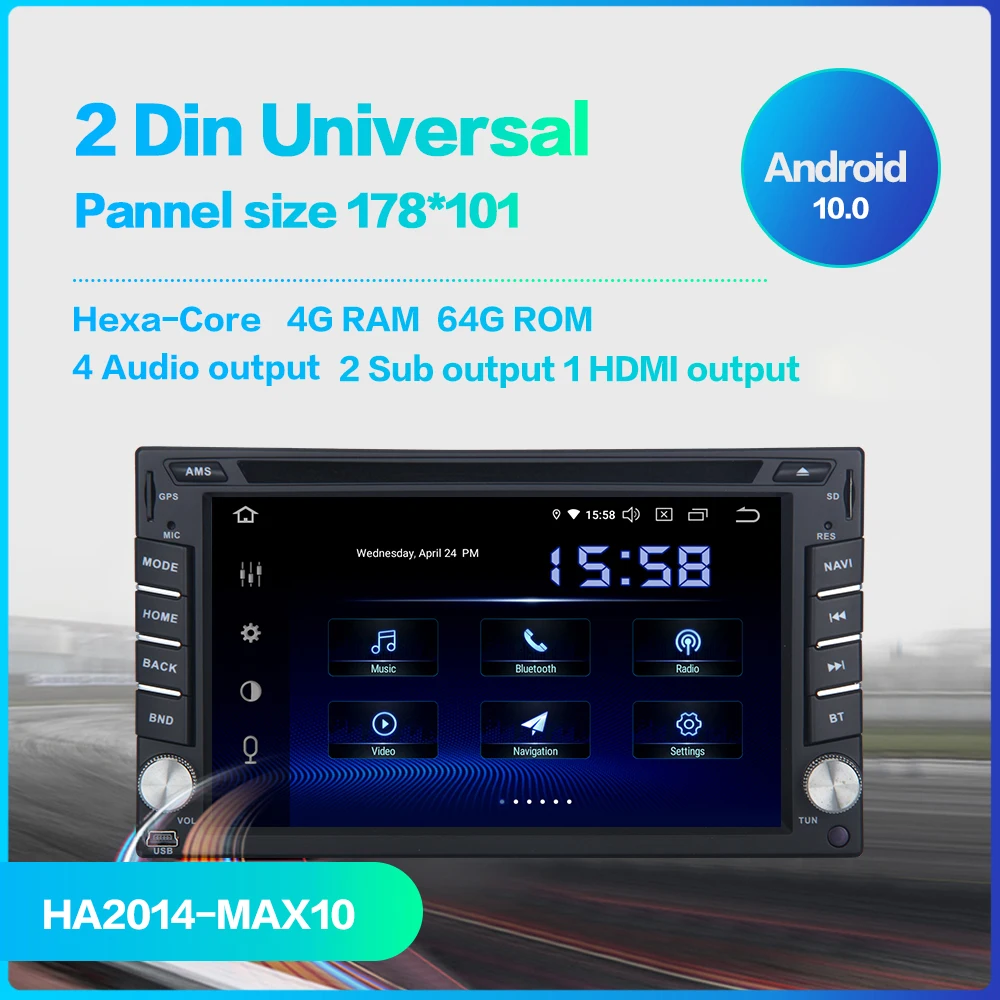 Автомобильный DVD-плеер Dasaita универсальный автомобильный 2 Din на Android 6 с сенсорным