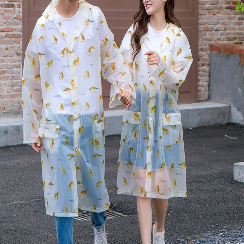 

Transparent Raincoat Rain Coats Long Big Size Cloak Poncho Women Men's Waterproof Cute Cartoon Printing Clear Rain Jacket Cover