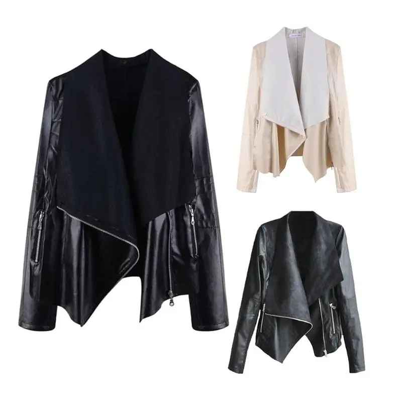 Искусственная кожа дышащие пальто Нерегулярные Короткие большой размер