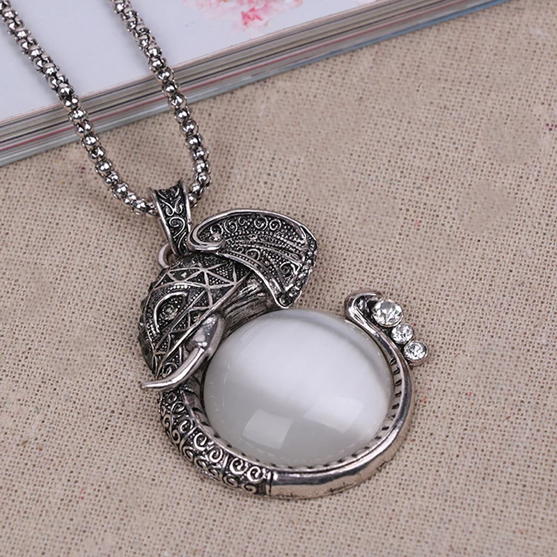 Опаловое ожерелье со слоном богемные винтажные старинные подвески длинные