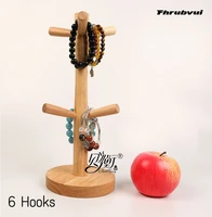 wooden mug tree rack with 6 hooks jewelry display stand holder rack for earrings display home use
