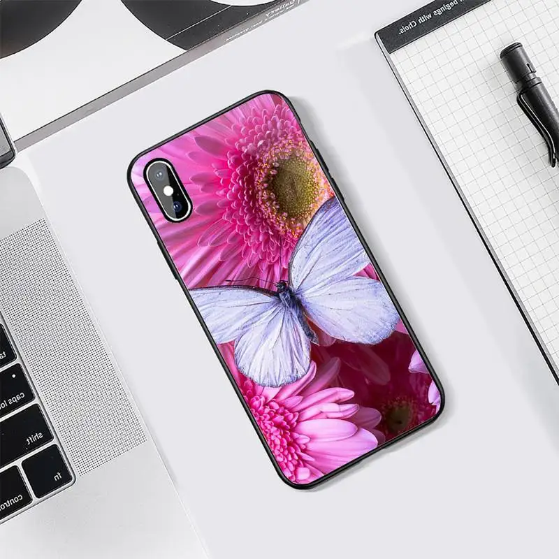 

Flowers butterflies Phone Case for iPhone Samsung Note S A 6 7 8 9 10 20 51 11 12 Pro XS MAX S Plus X XR Ultra