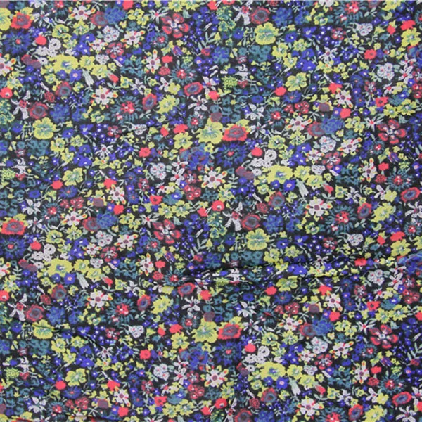 Темно-синяя мелкая пятнистая шелковая и хлопчатобумажная смешанная ткань с