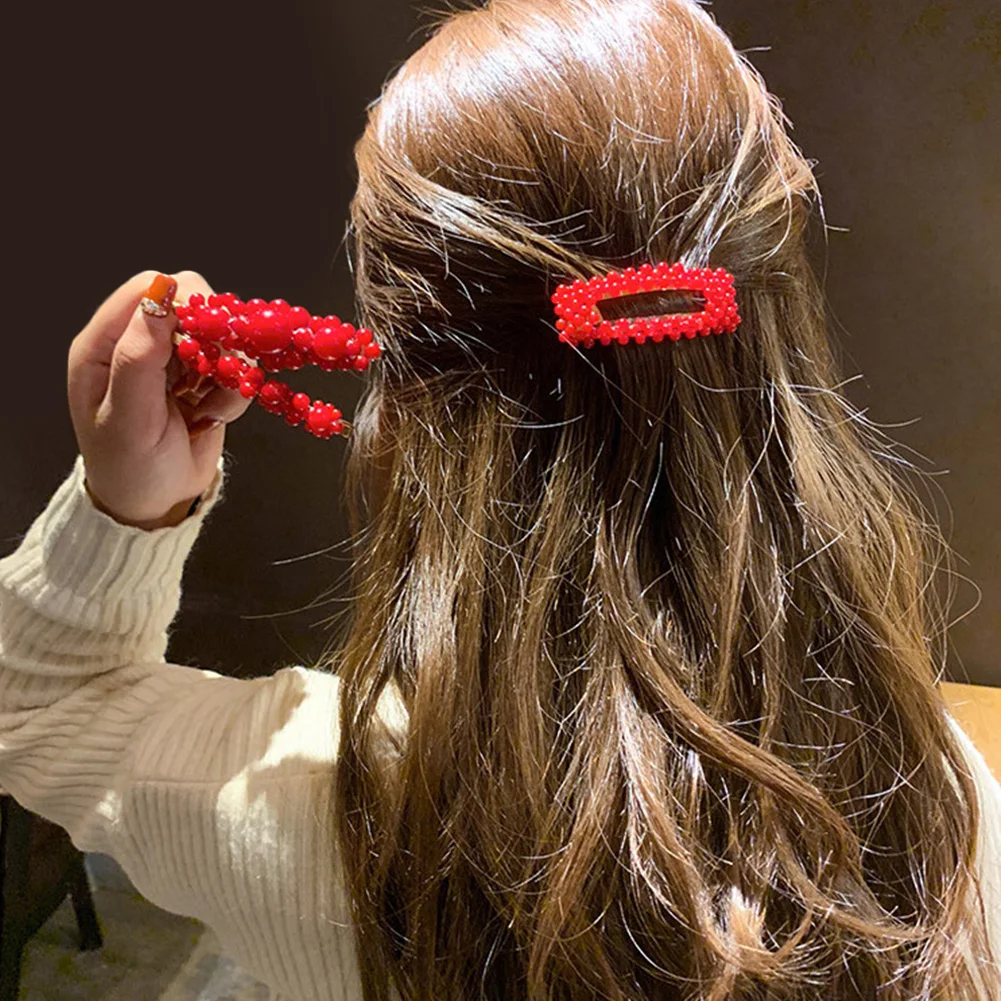 1 шт. новые красные модные геометрические заколки для волос из сплава с красным