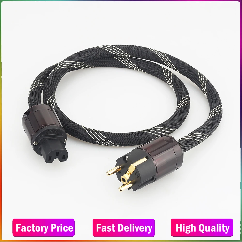 

AUDIOCRAST P103 HI-End Pure Copper EU Power Plug With P079E+C079 Schuko Power Plug Cable For AMP 10 guage Audiophile power cord