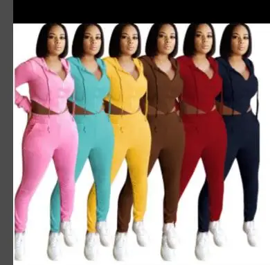 

Fitness Workout Two Piece Sets Women Casual Long Sleeve Zippers Hoodies Jacket Tops Legging Sweatpants Suit Set Outfit Tracksuit