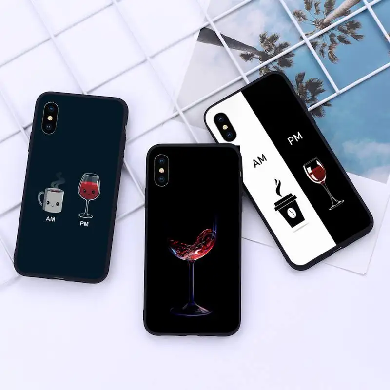 

Coffee Wine Cup Phone Case For iphone 12 11 13 7 8 6 s plus x xs xr pro max mini