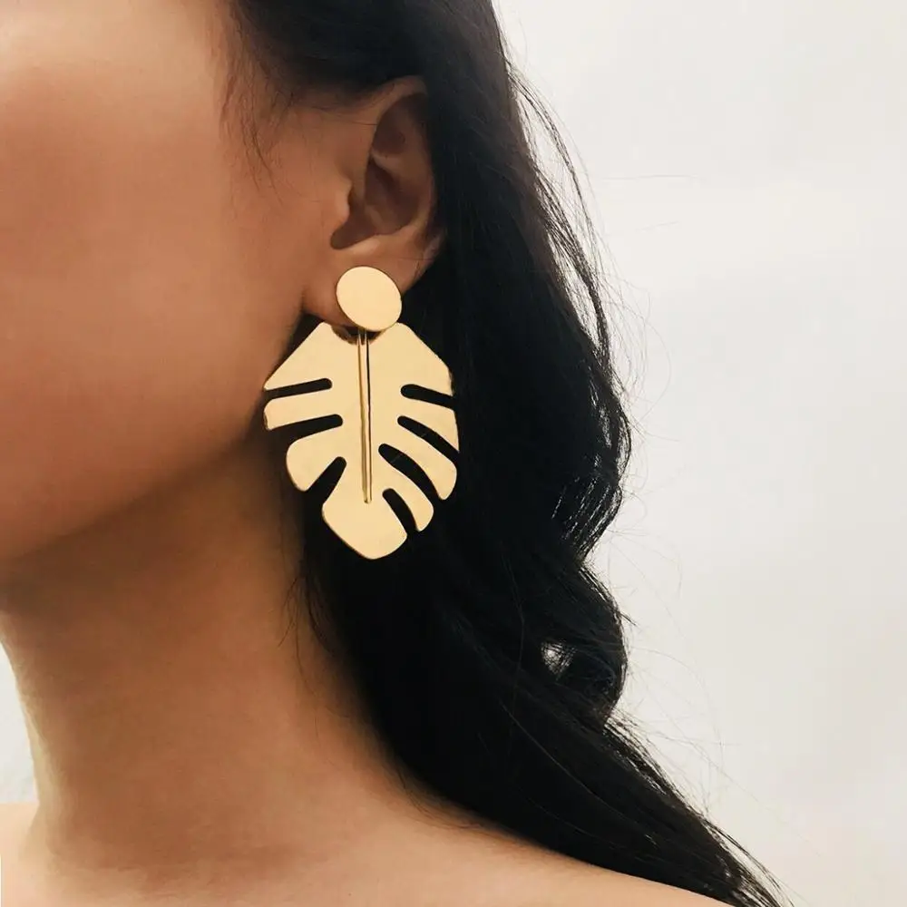 Элегантные серьги гвоздики в виде листьев Monstera для женщин креативные банана