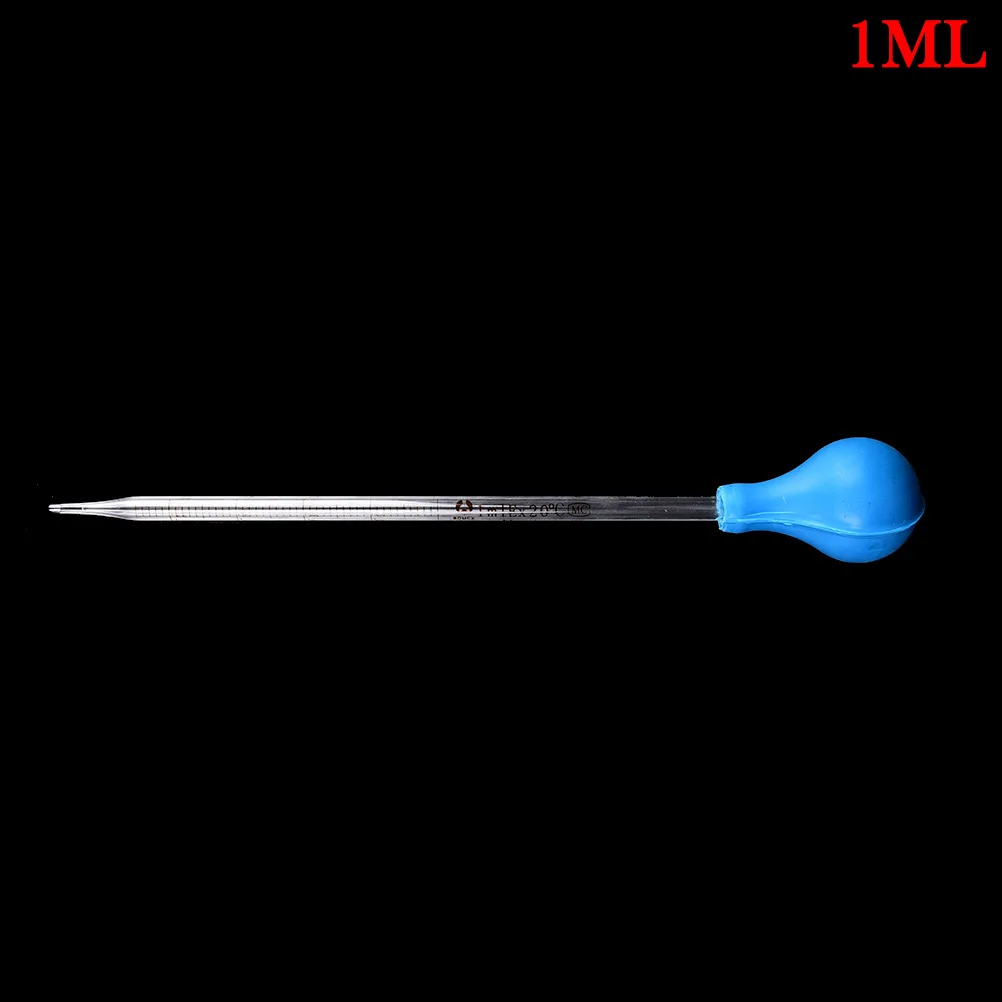 

1ml/ 2ml/ 3ml/ 5ml Rubber Head Glass Dropper Glass Pipette Lab Dropper Pipet With Scale Line Blue& Transparent