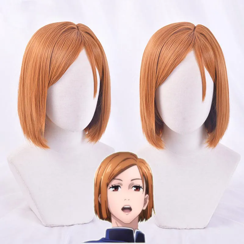 

Kugisaki Nobara Wig Short Orange Brown Wig Anime Fushiguro Megumi Cosplay Hair Synthetic Cosplay Wig 50cm