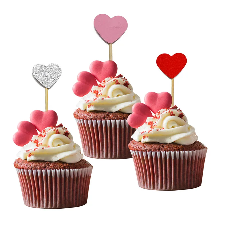 20 шт. мини капкейк сердечко для украшения торта на день рождения|Товары тортов| |