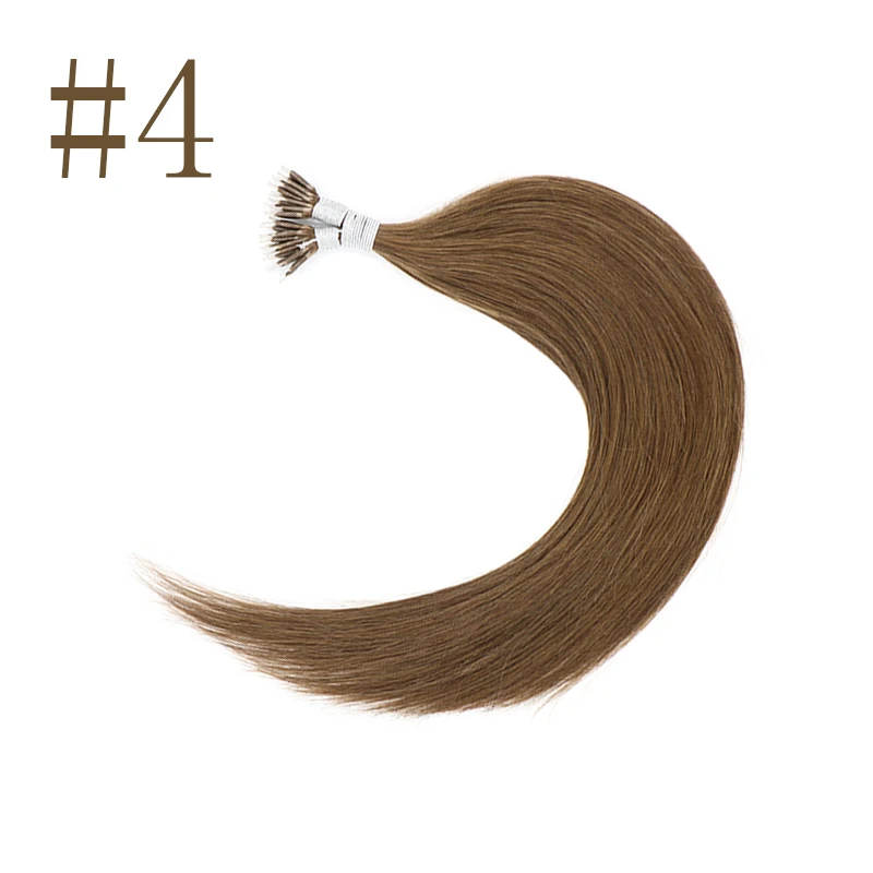 #4 Sindra 1"-24" remy волосы для наращивания кератин прямые Nano Link человеческие волосы 50 шт. 100 шт - Цвет: #4