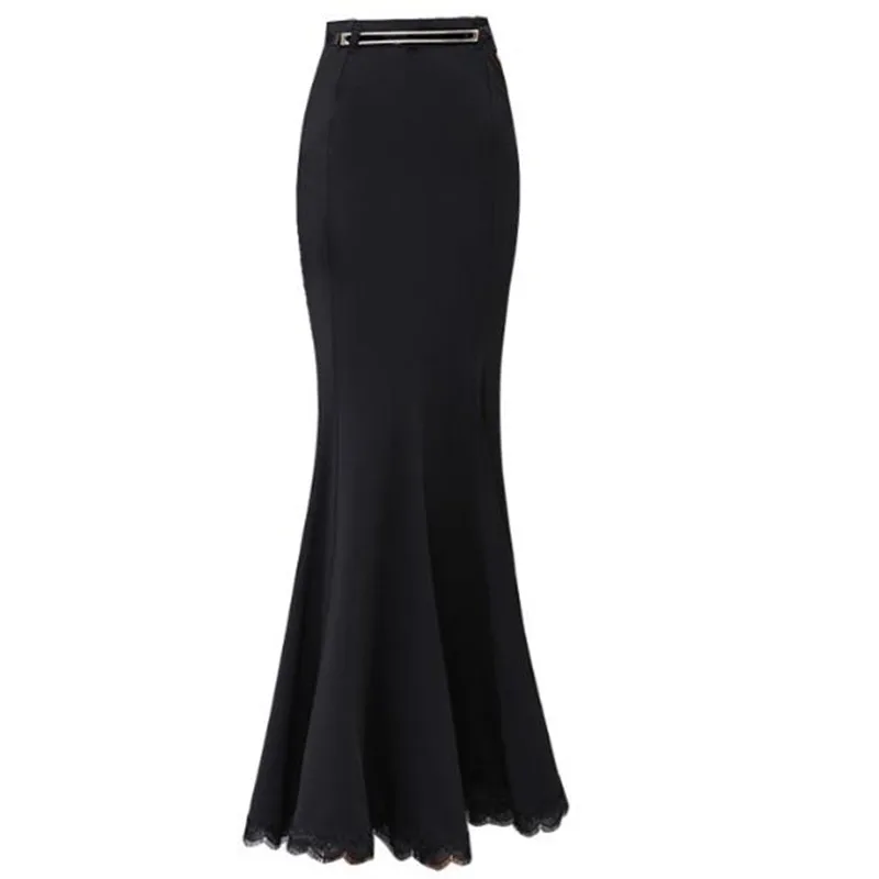 Женская облегающая юбка с воланом кружевная длинная высокой талией модель 3xl на