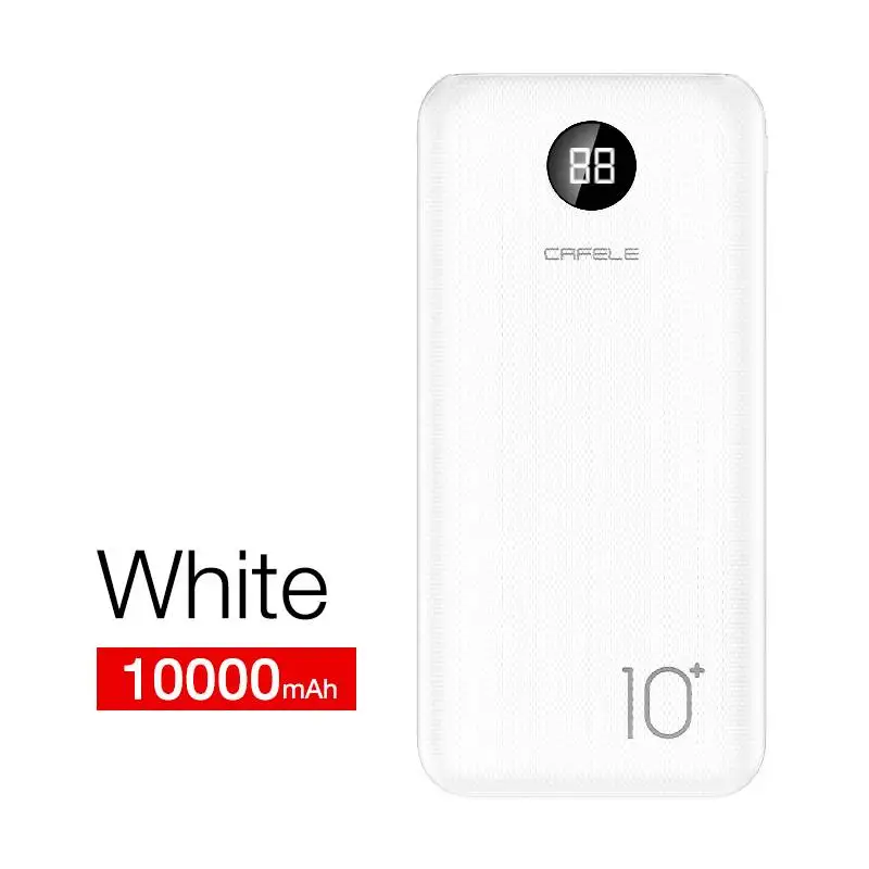 10000mAh White Cafele usb type C внешний аккумулятор 10000 мАч Внешний аккумулятор портативное зарядное устройство для iPhone xiaomi samsung 10000 мАч повербанк - Цвет: 10000mAh White