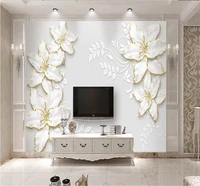 3d simple and elegant relief lotus jewelry mural custom wallpaper 8d waterproof wall covering