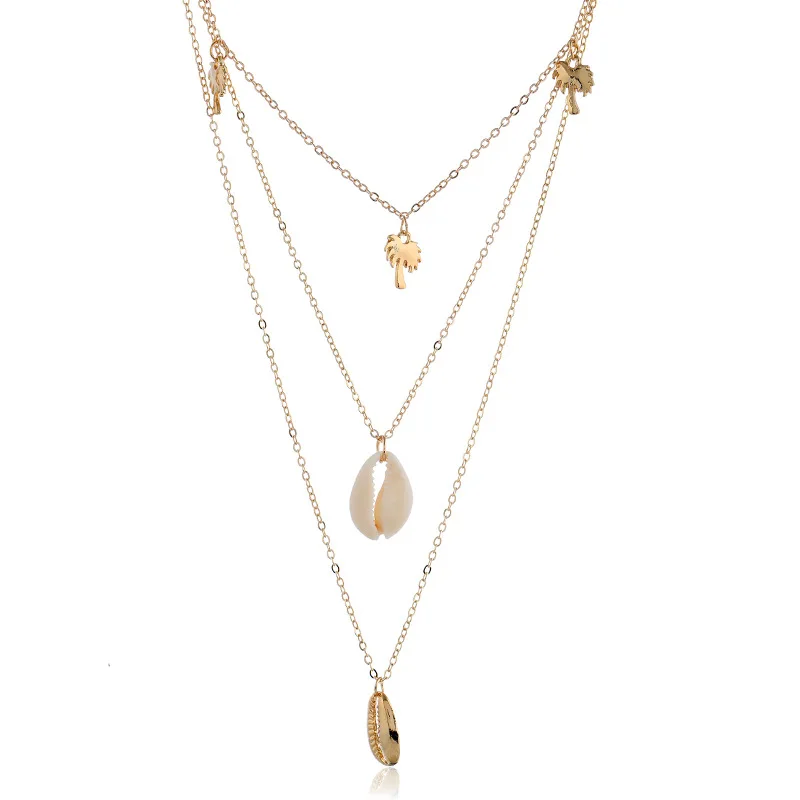 Мода Монета ракушка многослойное ожерелье s & Кулоны для женщин Девушка Золото