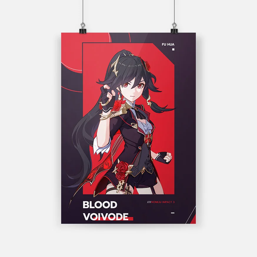 

Крови воевода Honkai влияние Аниме Холст Плакат Картина Настенный декор Гостиная Спальня исследование украшения дома печать на холсте