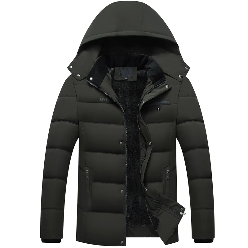 

Men's new hooded coat men plus velvet cotton hooded cotton-padded jacket