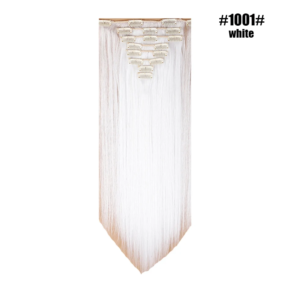 white S-noilite 2" 26" 8 шт./компл. 18 клипов в искусственных волосах Стайлинг синтетический клип в наращивание волос длинные прямые поддельные шиньоны - Цвет: white