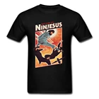 Ninjesus футболка с забавными персонажами, мужские 3D топы, футболки с ниндзя, черная футболка с Иисусом, летняя одежда, футболка с кунг-фу