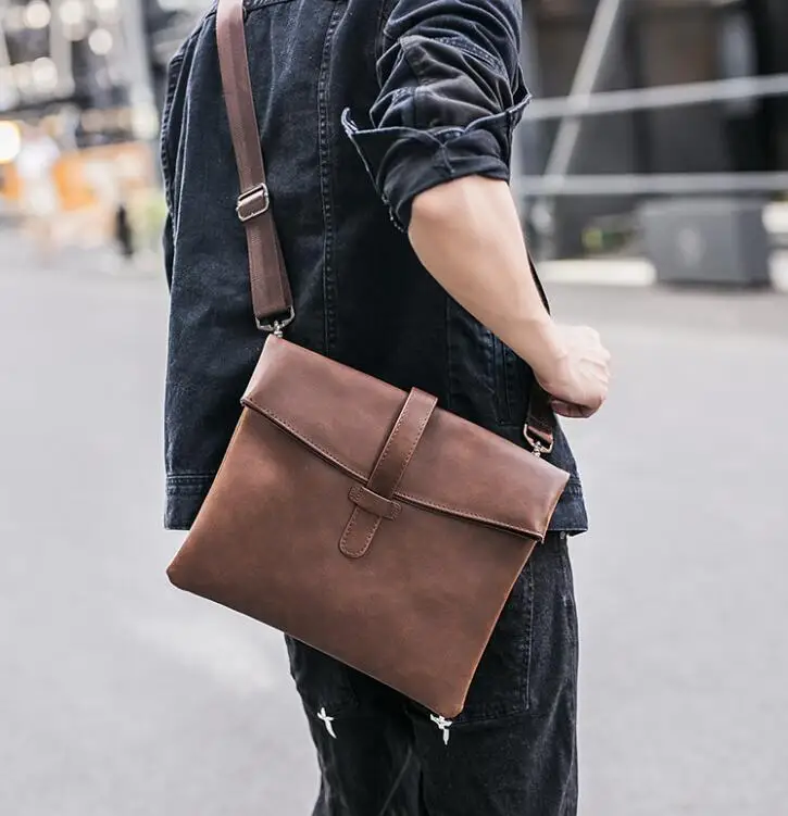 Мужская сумка через плечо из мягкой кожи в стиле ретро |