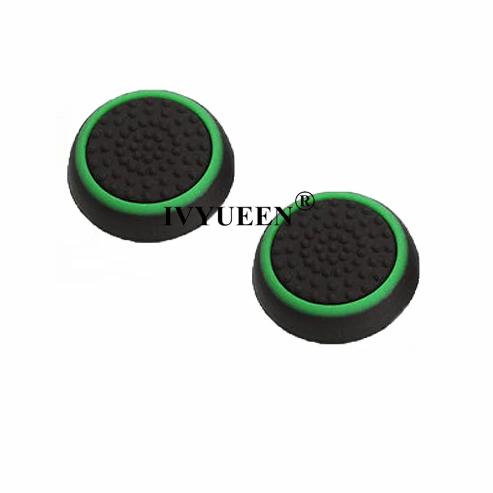 2 Black Green Caps IVYUEEN, новая версия, силиконовый чехол для Dualshock 4, для playstation 4, PS4 Pro, тонкая консоль, кожный чехол с контроллером, колпачки - Цвет: 2 Black Green Caps