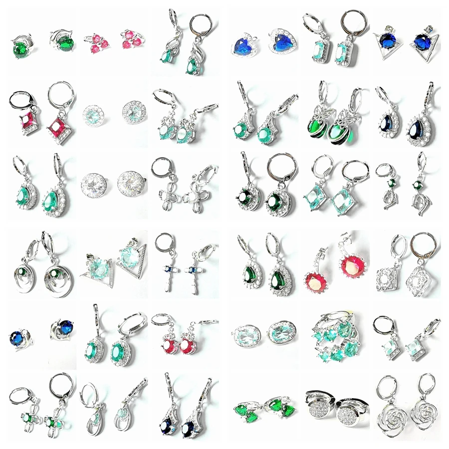 

30 Pairs/Lot Different Styles Earrings Wholesale Cross Water Drop Earrings for Women Zircon Earings Fashion Jewelry Dropshipping