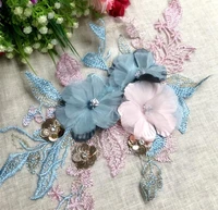 colorful 3d flower lace applique lace flower motif for dance costume wedding dress lace 1 piece