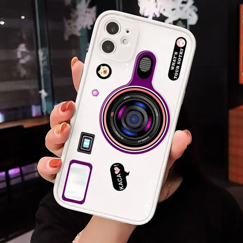 

camera fashion art pattern luxury Phone Cases shell matte transparent For iphone 7 8 11 12 plus mini x xs xr pro max cover