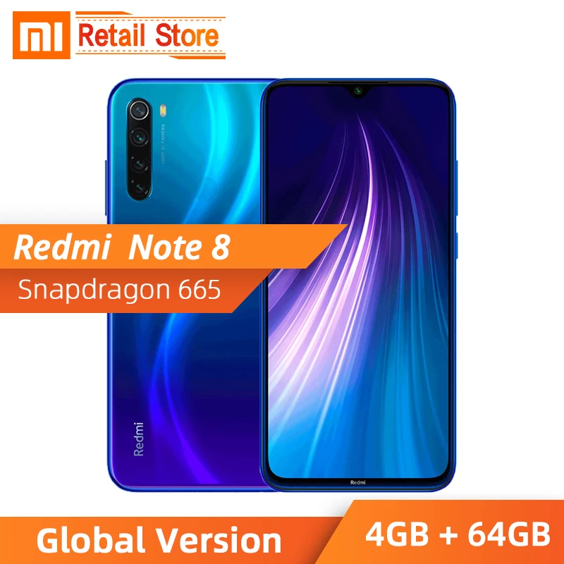 Xiaomi Redmi Note 8 4 Гб 64 восьмиядерный смартфон Snapdragon 665 4000 мАч 6 3 &quotFHD + дисплей 48MP