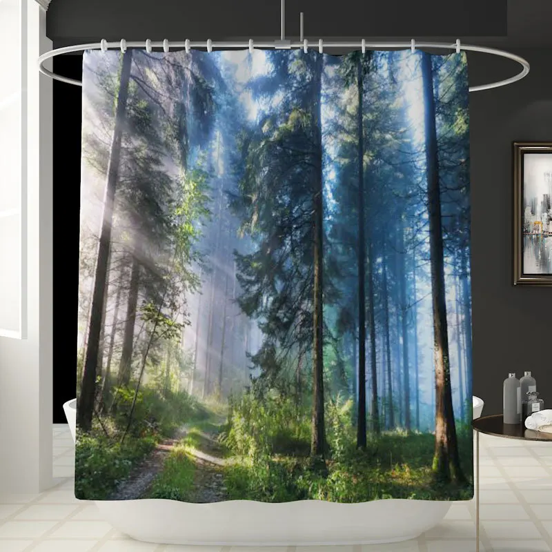 scenic printed bath mat and shower curtain set bathroom rug set toilet foot mat non slip shower mat bathroom floor mats free global shipping