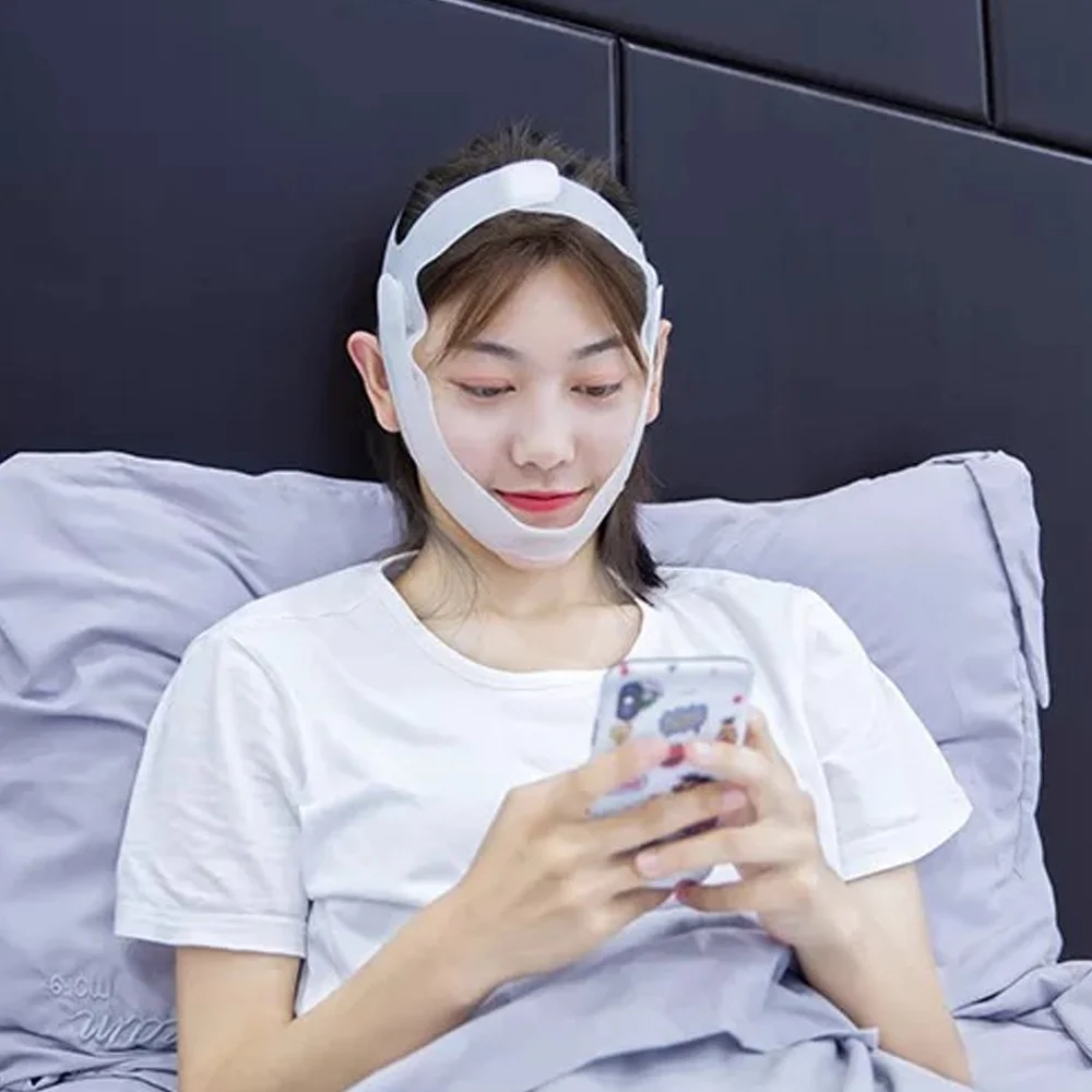 Силиконовый пояс для похудения лица уменьшение двойного подбородка защита от