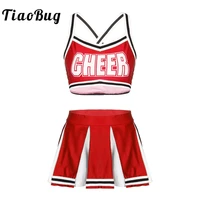 women adults cheerleader uniforms cosplay sexy costumes sleeveless back crossed crop top with high waist mini pleated skirt set