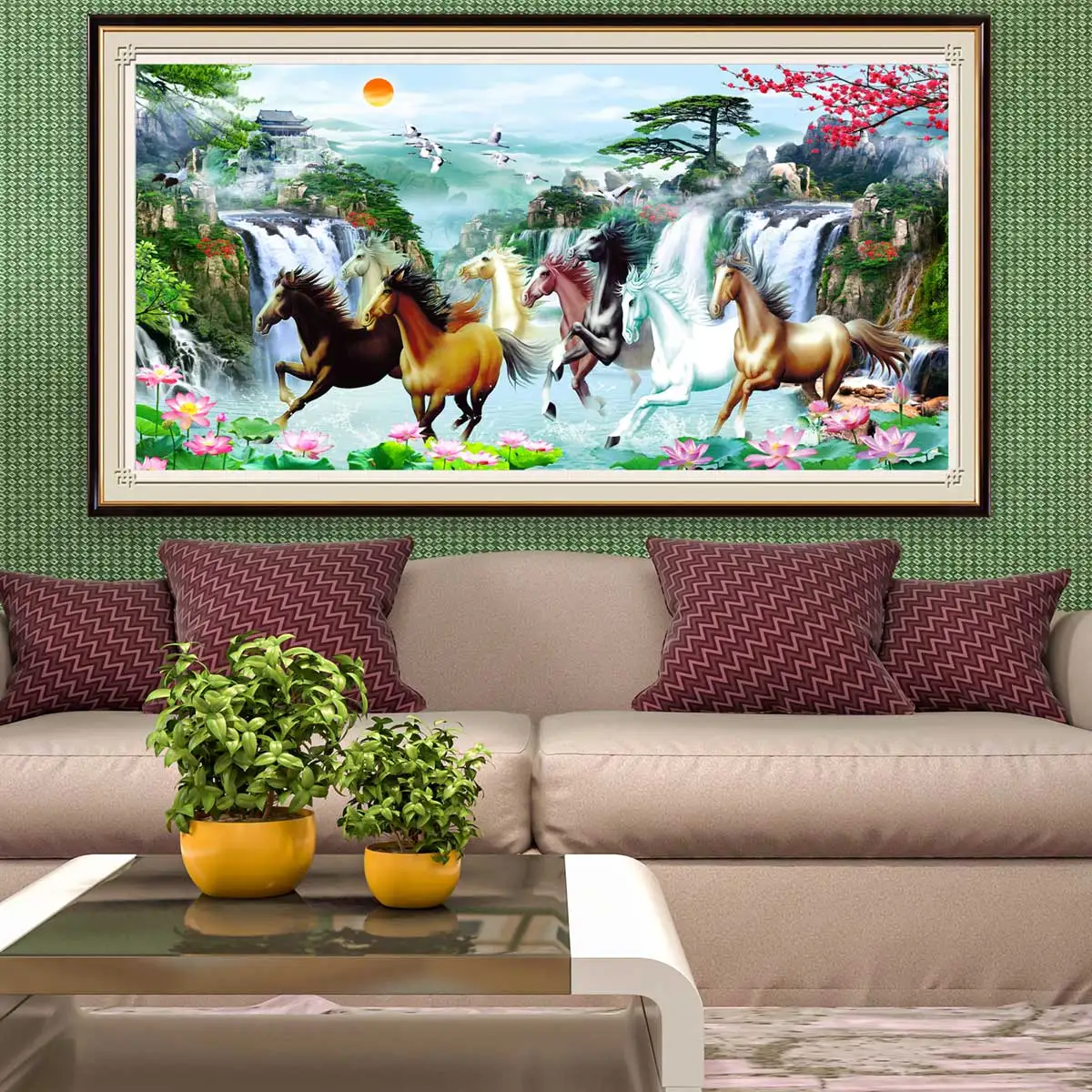 

Full Round Square Diamond Embroidery Sale Natural Landscape Flower Diamond Mosaic Horse Diamond Painting Cross Stitch Home Decor