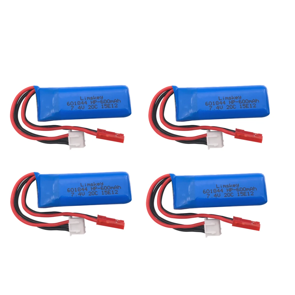 7,4 V 600 мА/ч, 20C Lipo Батарея для WLtoys K969 K979 K989 K999 P929 P939 RC автомобиль Запчасти 2s 7,4 v Батарея 5 шт./лот - Цвет: 4pcs
