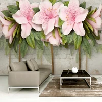 custom photo wallpaper mural nordic 3d embossed green leaf pink flowers restaurant living room background wall papers home decor
