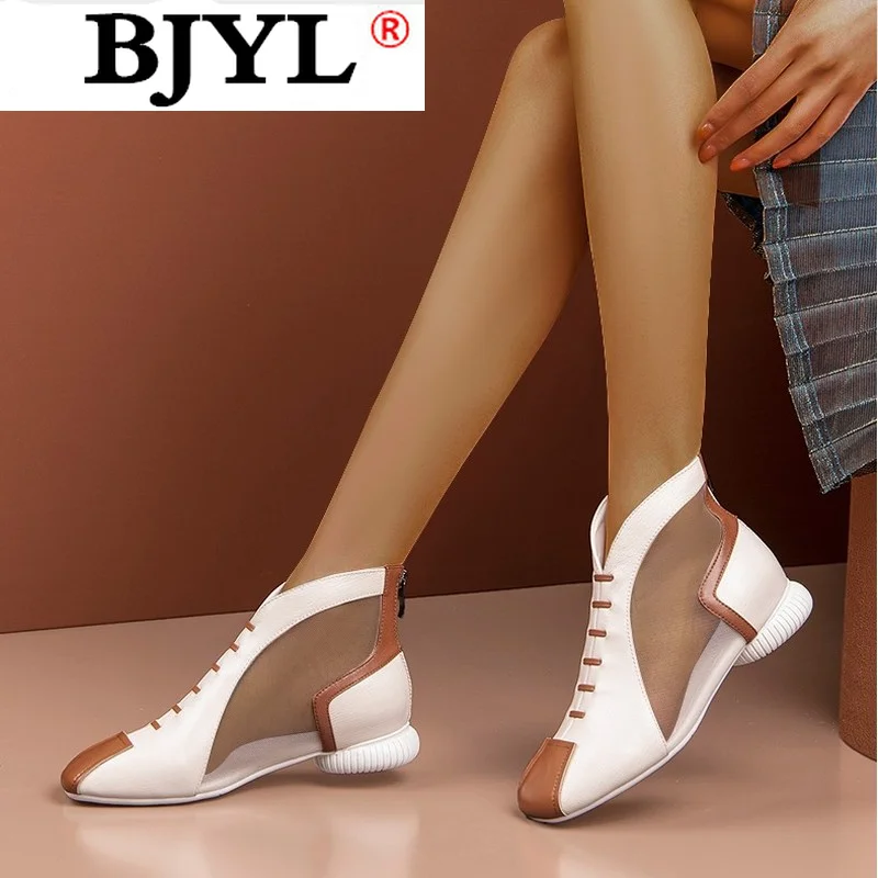 

2021 Spring New Fashion Comfortable Round Head Women's Flat Shoes Back Zipper Breathable Mesh Women's Casual Low-heeled Shoes