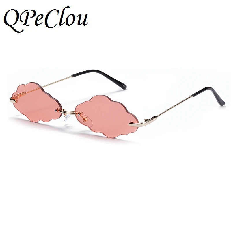 

QPeClou 2020 New Fashion Cute Candy Color Cloud Sunglasses Women Brand Designer Metal Rimless Sun Glasses Men Hip Hop Shades