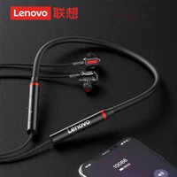 lenovo 5 0 bluetooth earphone hanging neck in ear sports running headset magnetic wireless earphones he05pro