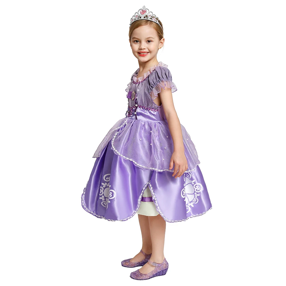 Платье принцессы Софии с жемчужинами для девочки сетчатый лиф бальное платье