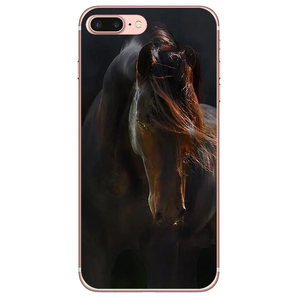 Красивый мягкий силиконовый чехол из ТПУ с изображением темной лошади для iPod Touch 5