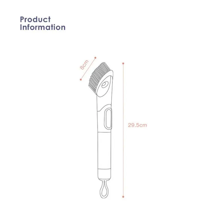 

For Kitchen Cleaning Brush 3 Kinds Replacement Head Dishwashing Brush With Detergent Dispenser Grease Stain Removal Brush Home
