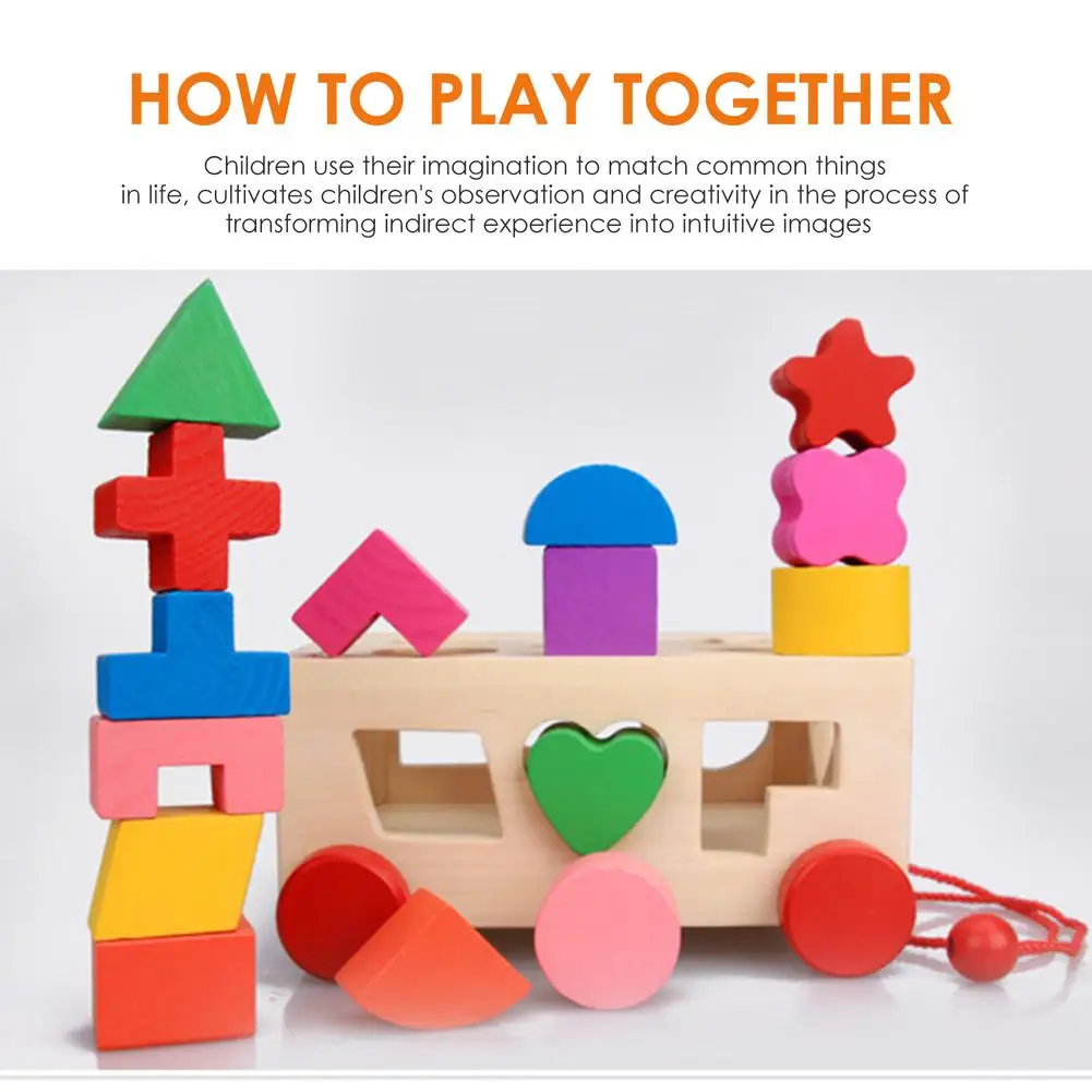 

Kids Shape Sorter Toy Montessori Toys Wooden Pull Along Car Shape Sorter Matching Blocks Draggable Box Educational For sincere
