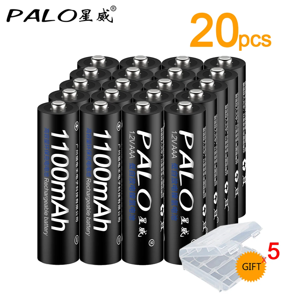 

20pcs PALO 1.2v NIMH AAA Battery 3A 1100MAH AAA Rechargeable Battery aaa ni-mh batteries battery rechargea for flashlight toys