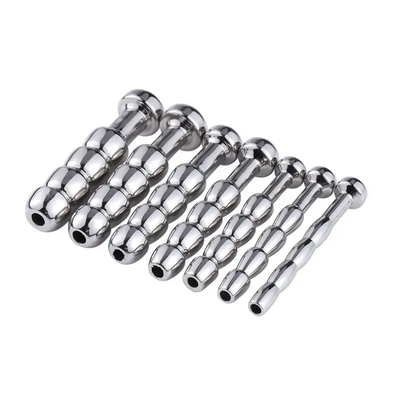 

7 Size Male Stainless Steel Catheter Urethral Sounding Stretching Stimulate Bead Dilator Penis Plug Adult BDSM Sex Toy C004