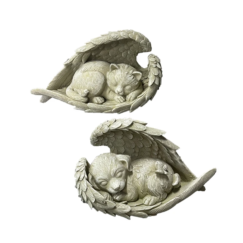 

Статуэтка из смолы, поделка, надпись кладбища, ангельское крыло, фигурки собак, украшение для сада, памятные аксессуары для домашнего декора