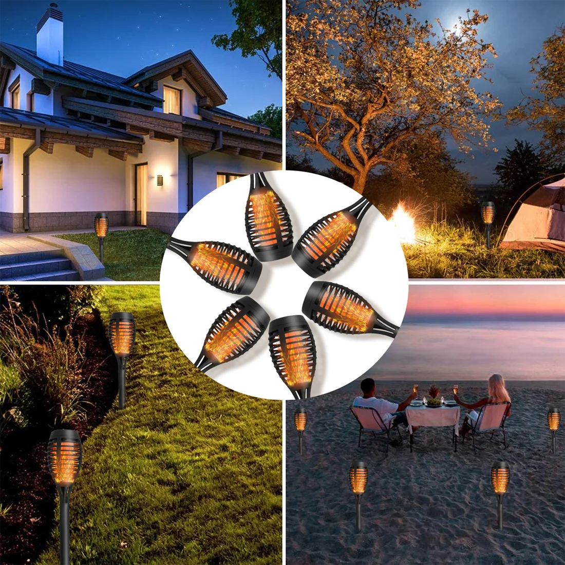 

12pcs Outdoor Solar Garden Light 12 LED Solar Flame Lamp Flickering Flame Torches Lawn Lamp For Courtyard Garden Balcon Wholesal