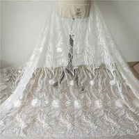 leaf lace fabric flower tulle mesh lace fabric sequined embroidery lace fabric for veils evening gowns girl dress