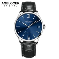 mens watches agelocer brand luxury saphire power reserve wristwatch leather strap male clock watch relogio masculino